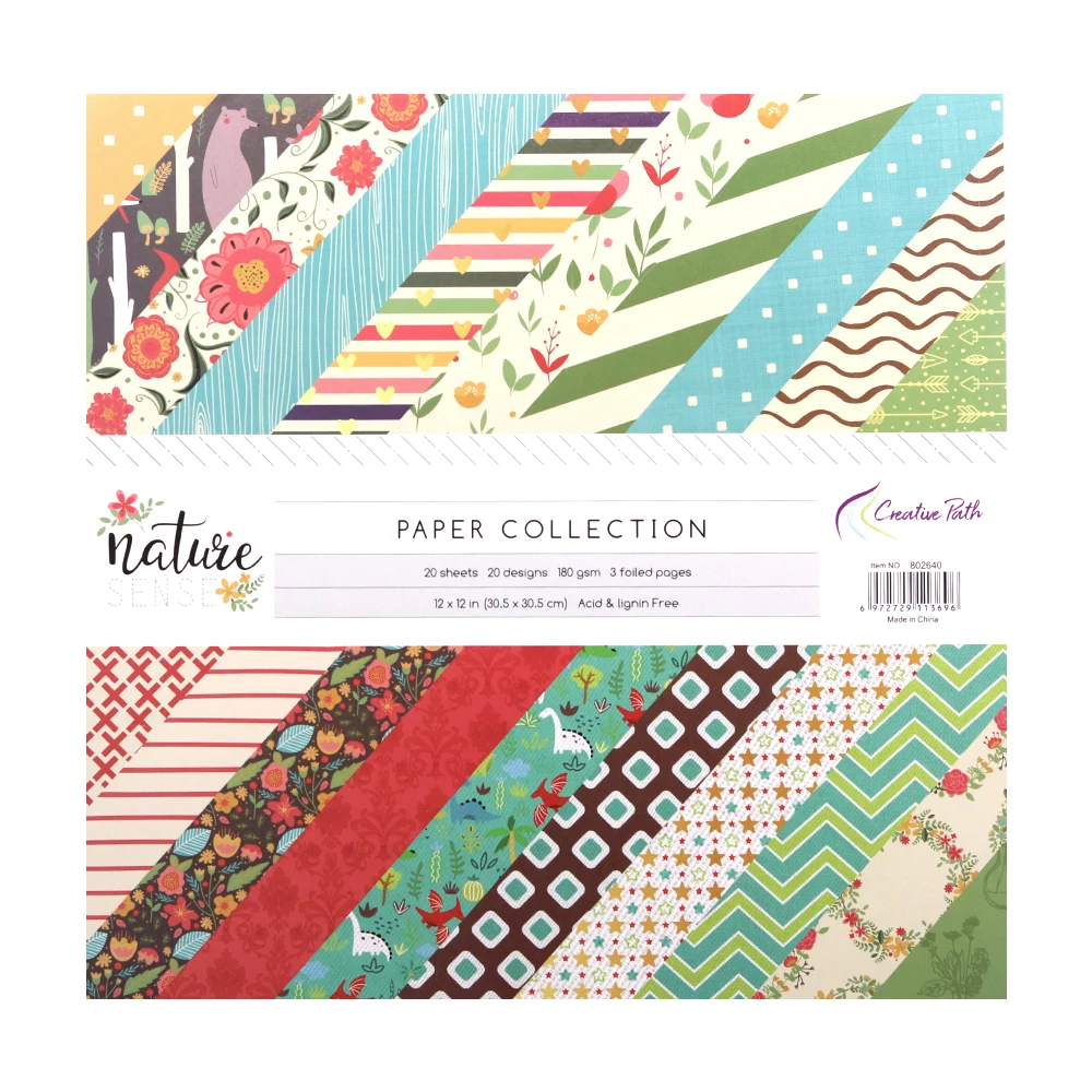 The Creative Path 12 Inch Scrapbooking Paper 20 Sheets Craft Background Decorative Pattern Designer Pack DIY 305x305mm Acid Free