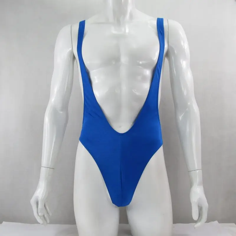 Mens G3391 bodysuit Thong Leotard Poly spandex High Cut U Back swimwear fabric