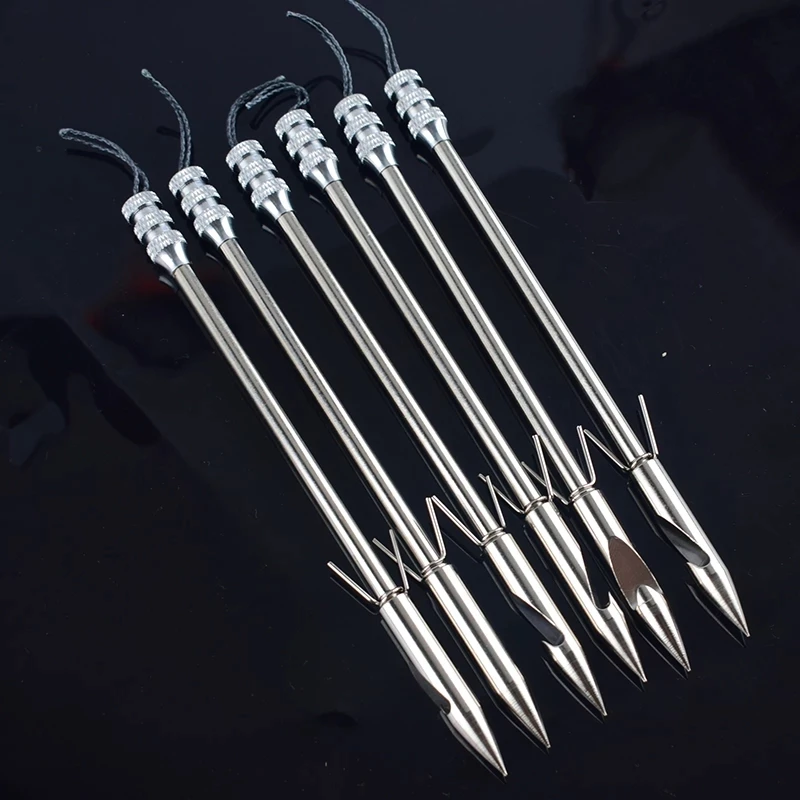 Hot 12Pcs  Fishing Arrow Bow Fishing Slingshot Arrow Stainless Steel Broadheads Arrowhead Hunting Shooting Fishing Darts