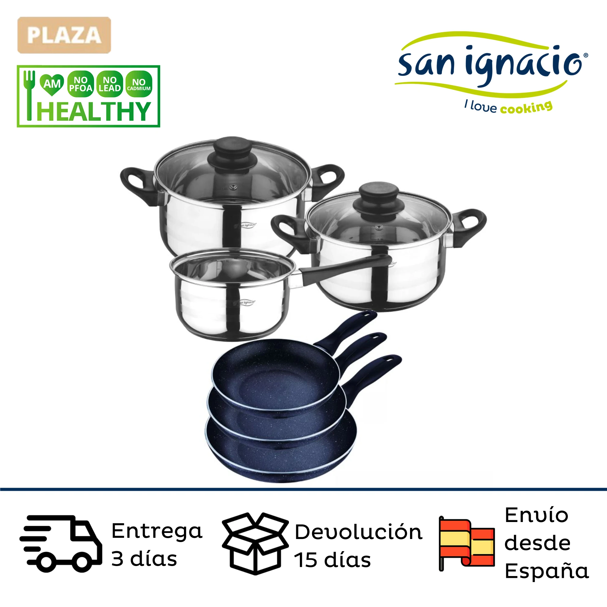 Batterys kitchen 5 pieces SAN IGNACIO Toledo manufactured in stainless steel and pans suit fit for induction