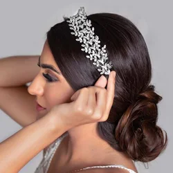 Baroque Branch Bridal Headband Crown Luxury Hair Accessories for Women Wedding Tiara Cubic Zirconia Headband Headpiece Jewelry