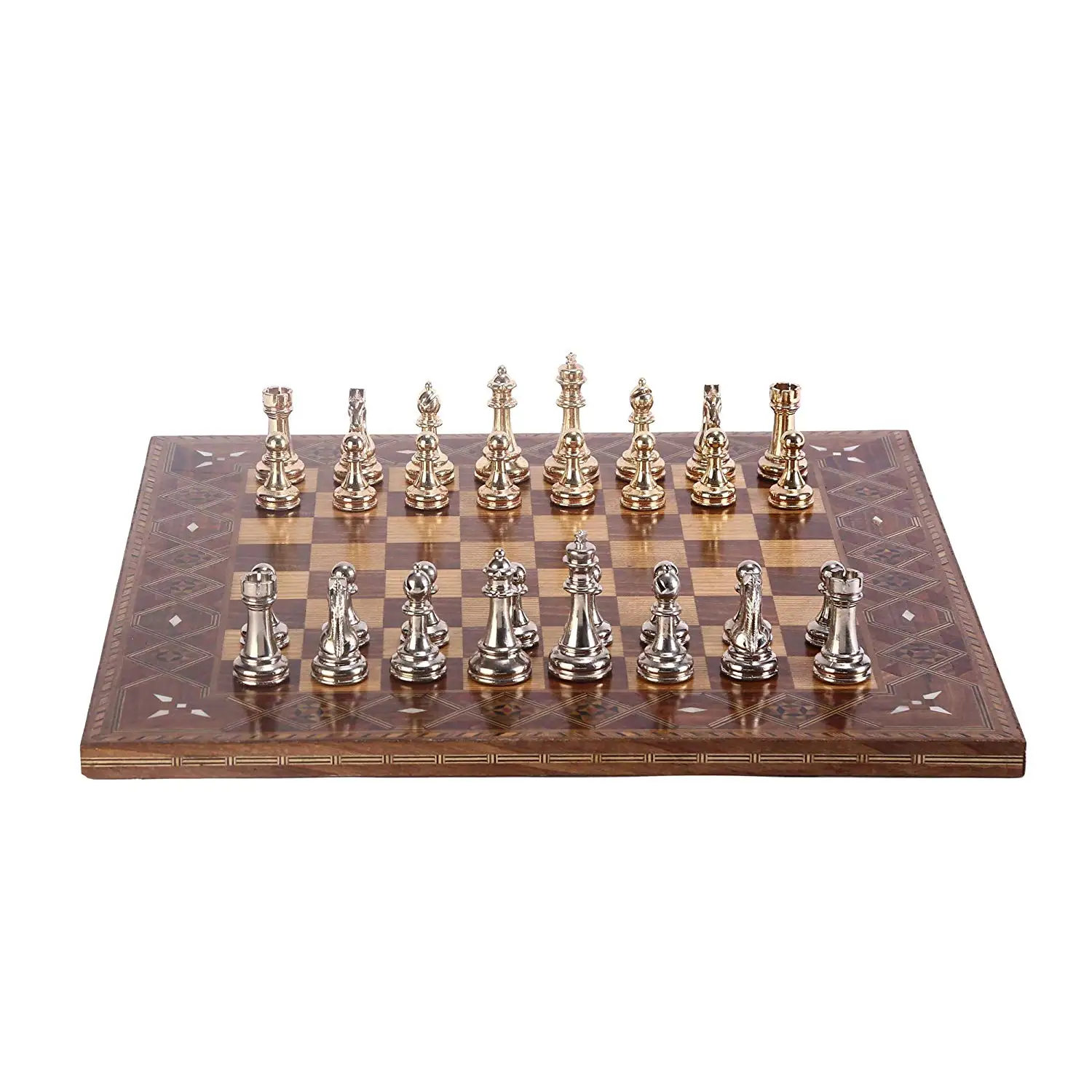 Classic Chess Set for Adult,Handmade Pieces and Natural Solid Wooden Chess Board with Original Pearl Around Board King 7 cm