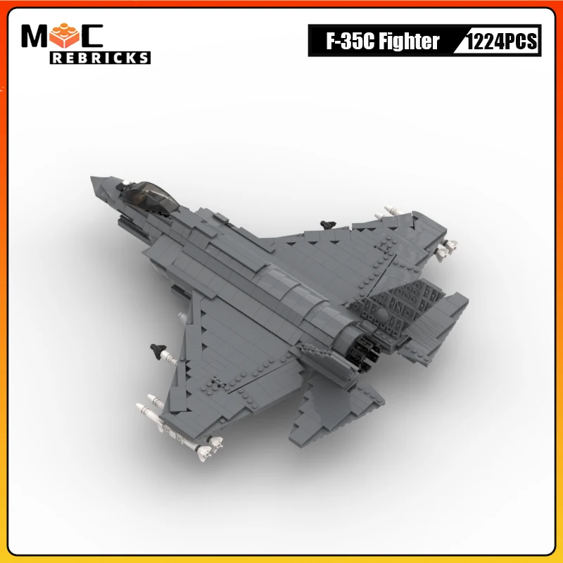 Modern Technical Military Series Navy Aircraft F-35C Lightning II Stealth Attack Fighters Building Blocks Bricks Toys Boys Gift