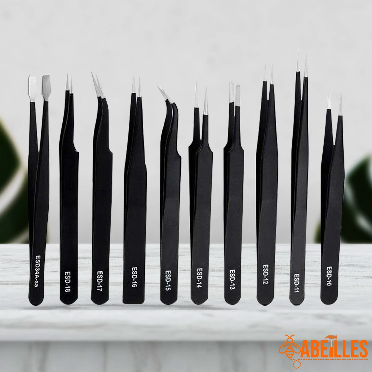 1.5MM ESD Anti-static Stainless Steel Tweezers ESD-10 ESD-11 ESD-12 ESD-13 ESD-14 ESD-15 ESD-16 ESD-17 ESD-18