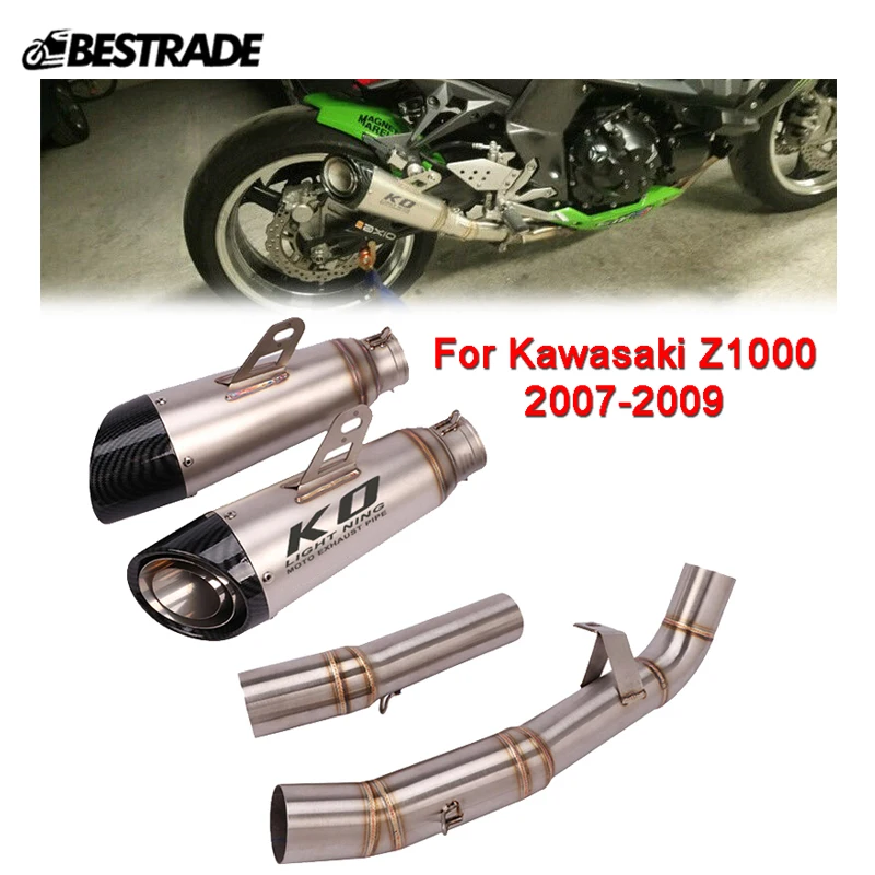 

For Kawasaki Z1000 2007 2008 2009 Slip on Motorcycle System Mid Link Pipe Escape 51mm Exhaust Mufflers Tube Left & Right Side