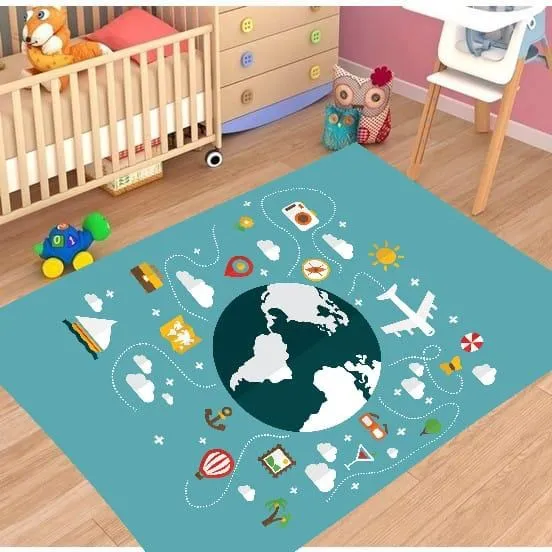 Babysale crawling mat Double Surface baby rug World map model baby kids room rug