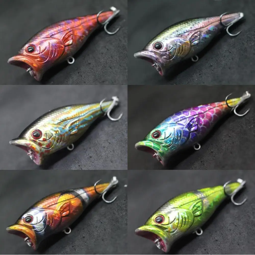 wLure Walking Popper Fishing Lures 6cm 10.5g Zigzag Water Splash Fresh Water Bass Lure Lifelike Colors HT626