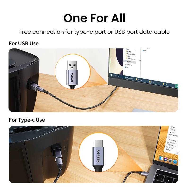 Ugreen USB 2.0 Adapter do drukarki Adapter USB typu c do drukarki z dyskiem twardym Skaner maszyny faksowej Adapter USB 2.0 typu c do drukarki