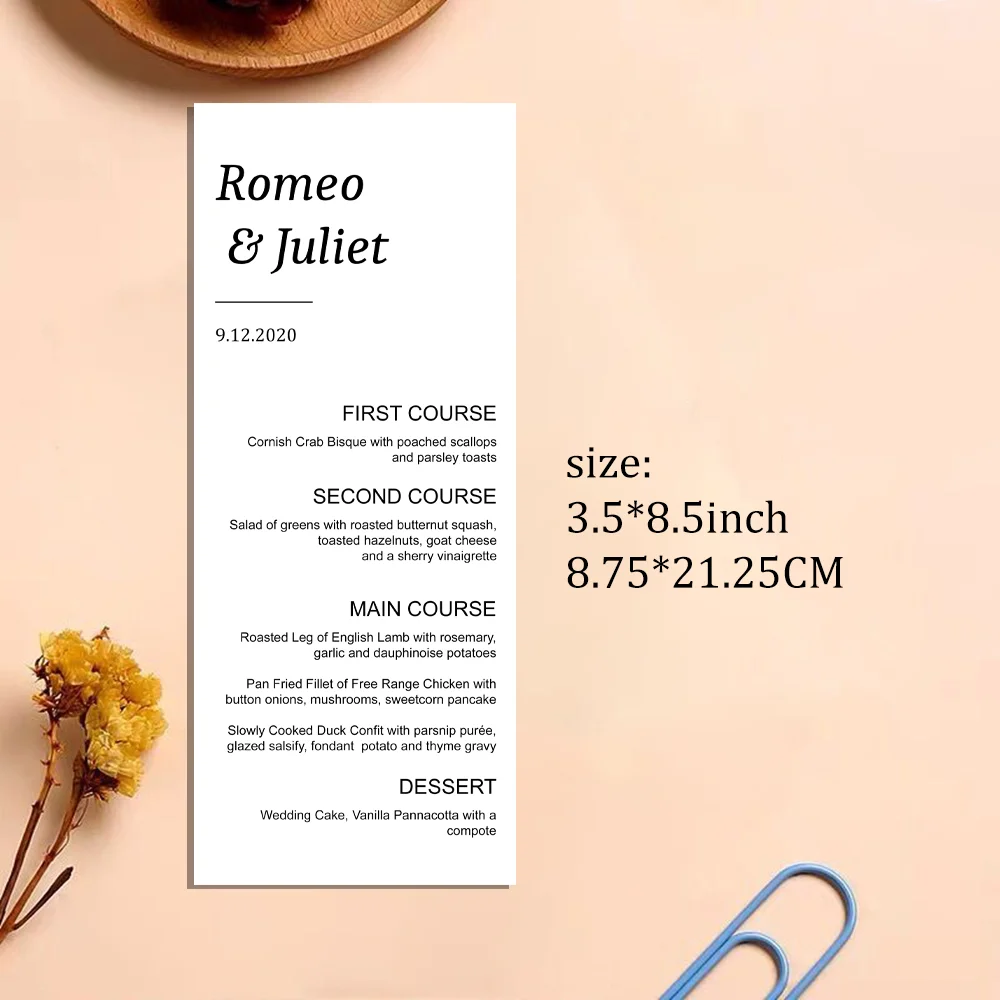 Image 3: Menu minimaliste pour dîner de mariage, menu moderne et simple, table à cartes, fête, réception, simple, romantique, élégant, calligraphie