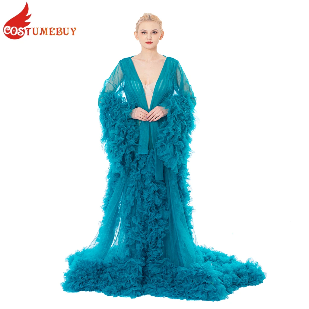 

Costumebuy See Through Robe Sexy Evening Long Gown Gauze Gown Party Proms Ball Full Dress For Women Custom Color