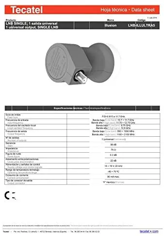 Tecatel k60c1ls kit parabólica antena 60 cm, suporte e universal lnb