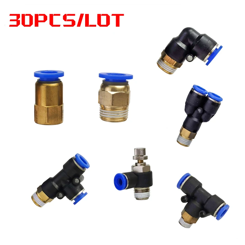 

High Quality 30PCS Quick Release Brass Connector PL/PB/PCF/PC/SL/PD/PX Type Hose Rapidities Pipe Air Pneumatic Fitting