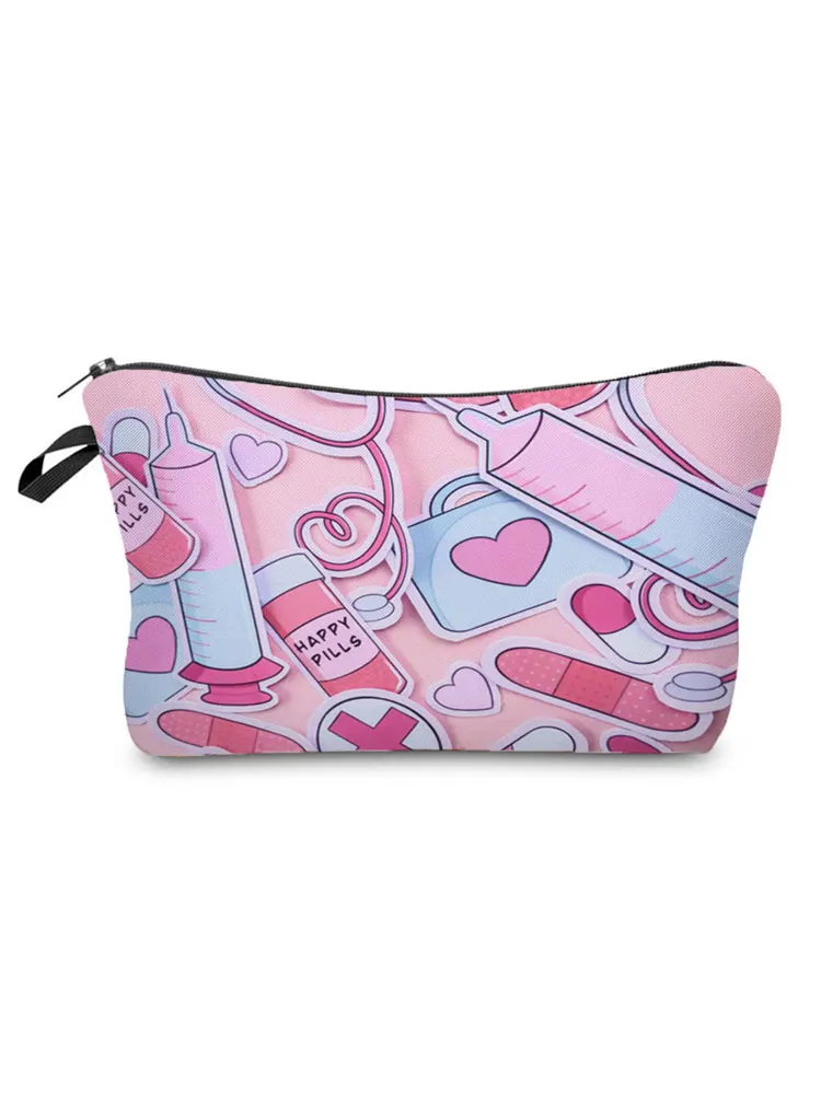 

New Trend Nurse Printed Cosmetic Bag Women Travel Outdoor Party Makeup Bag Nice Portable Toiletry Bag Large Pencil Case For Kids