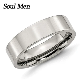 Soul Men Polish Flat 316L 스테인리스 스틸 반지, 남성 여성 웨딩 약혼 밴드, 클래식 스타일, 빅 사이즈 5-15, 6mm 