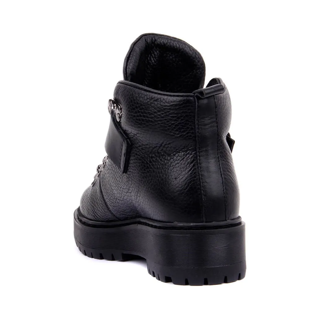 Sepatu Bot Wanita Bertali Kulit Hitam Layar-lakers