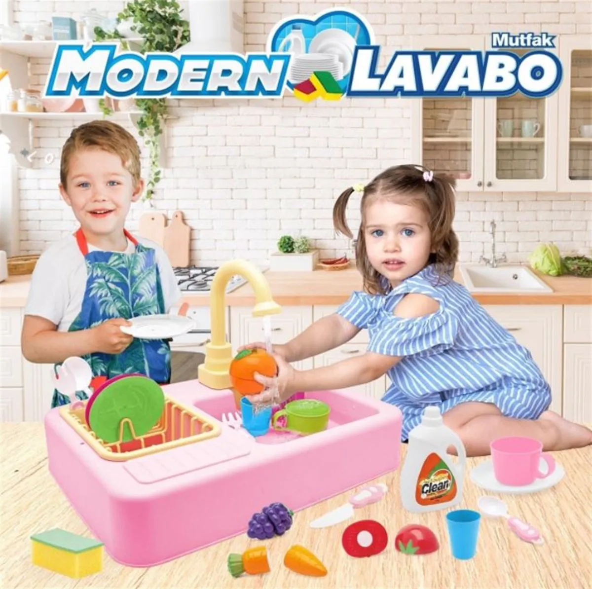 Kayyum-Juego de fregadero de fuente para niños y niñas, juguete de cocina moderno, lavamanos eléctrico, Funciona con agua, Calidad A