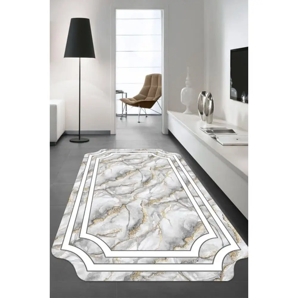 Laser Cut Marble Look Patterned Modern Carpet Non-Slip Sole  Turkish Rug Quality Living Room Decoration Mat Decor Bedroom,