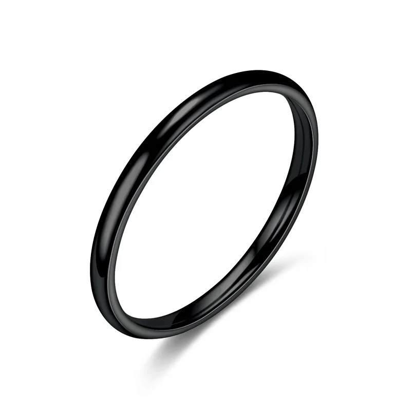 Couple's 2MM Thin Titanium Steel Smooth Ring, Rose Gold