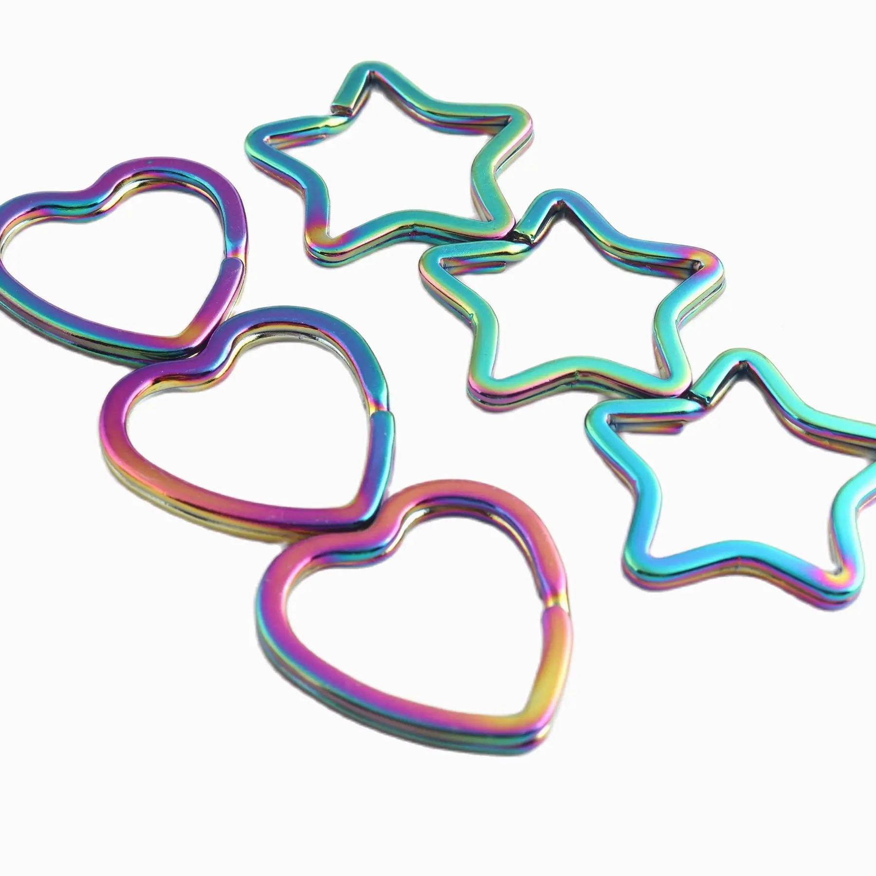 Key Rings Jump Rings Rainbow Star-Shaped Heart-Shaped DIY Metal Key Buckle Keychanins Earrings Necklaces Bracelets Bags