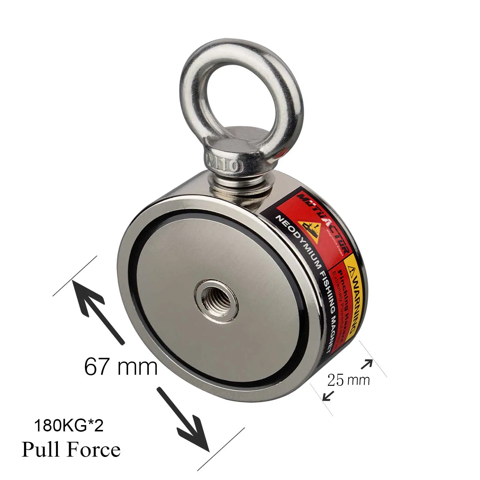 Double Sided 180KG*2 Magnet Fishing D67mmn Deep Sea Magnets Search Holder Pulling Mounting Pot Rope