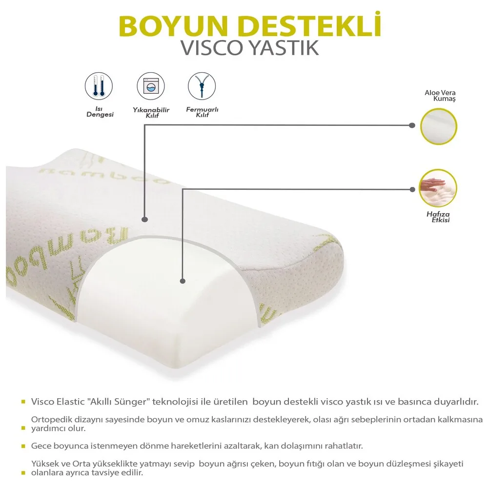 Visco Foam Bamboo 100% Visco Orthopedic Pillow (47*32*10/8cm) Blankets Neck Back Soft Protection Slow Rebound Shaped Sleeper