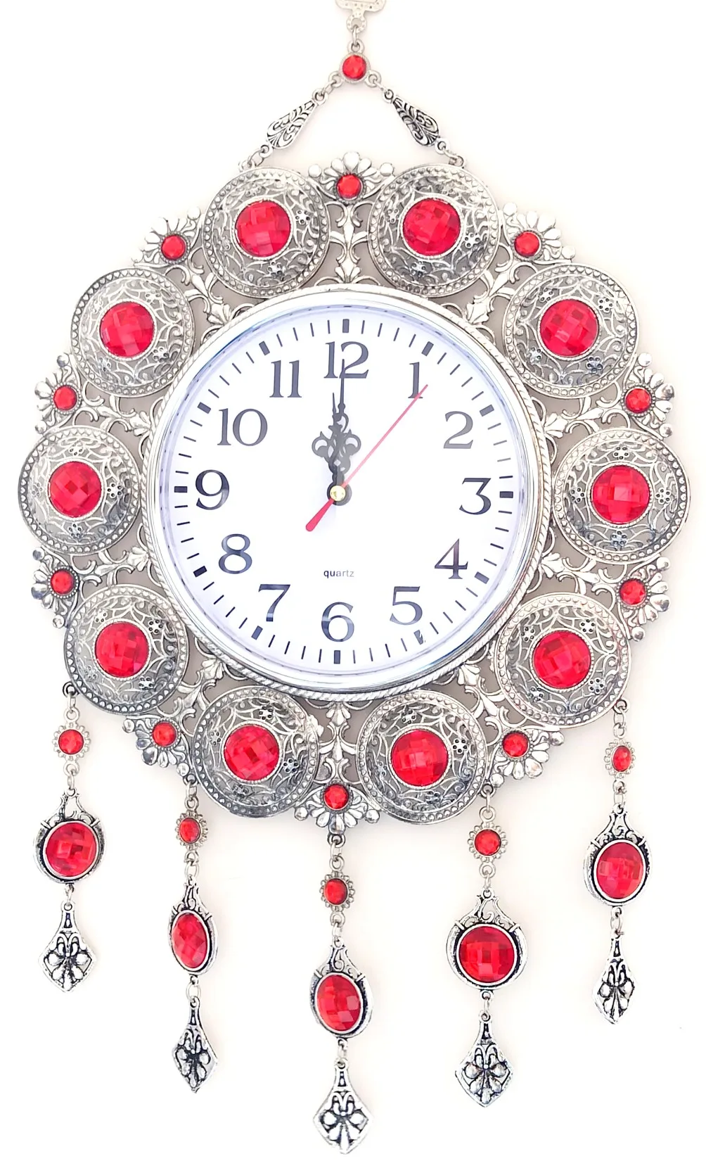 Red Stone Silver Plated Special Design Does Not Fade And Tarnish Wall Clock