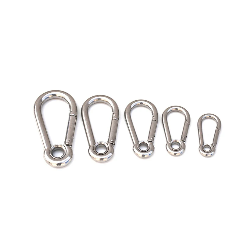 1Pcs 304 316 Stainless Steel Carabiner Carbine Snap Hook with Eyelet Spring Buckle Key Ring M4 M5 M6 M7 M8 M9 M10 M11 M12 M14