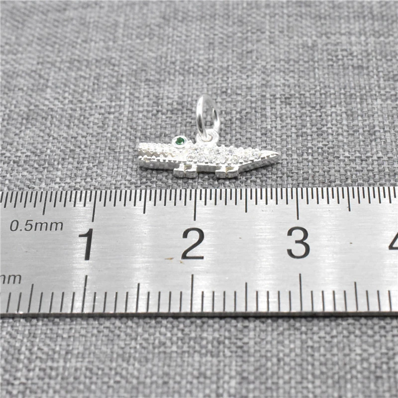 4pcs of 925 Sterling Silver Crocodile Charms with CZ for Animal Bracelet Necklace Earring