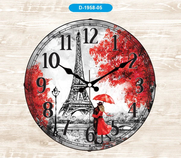 Galaxy D-1958-05 Bombe Mica Glass Wall Clock EIFFEL TOWER