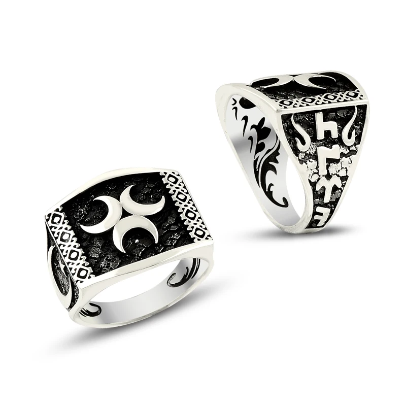 925 Silver Handmade Embossed Ethnic Turkish Rings for Men