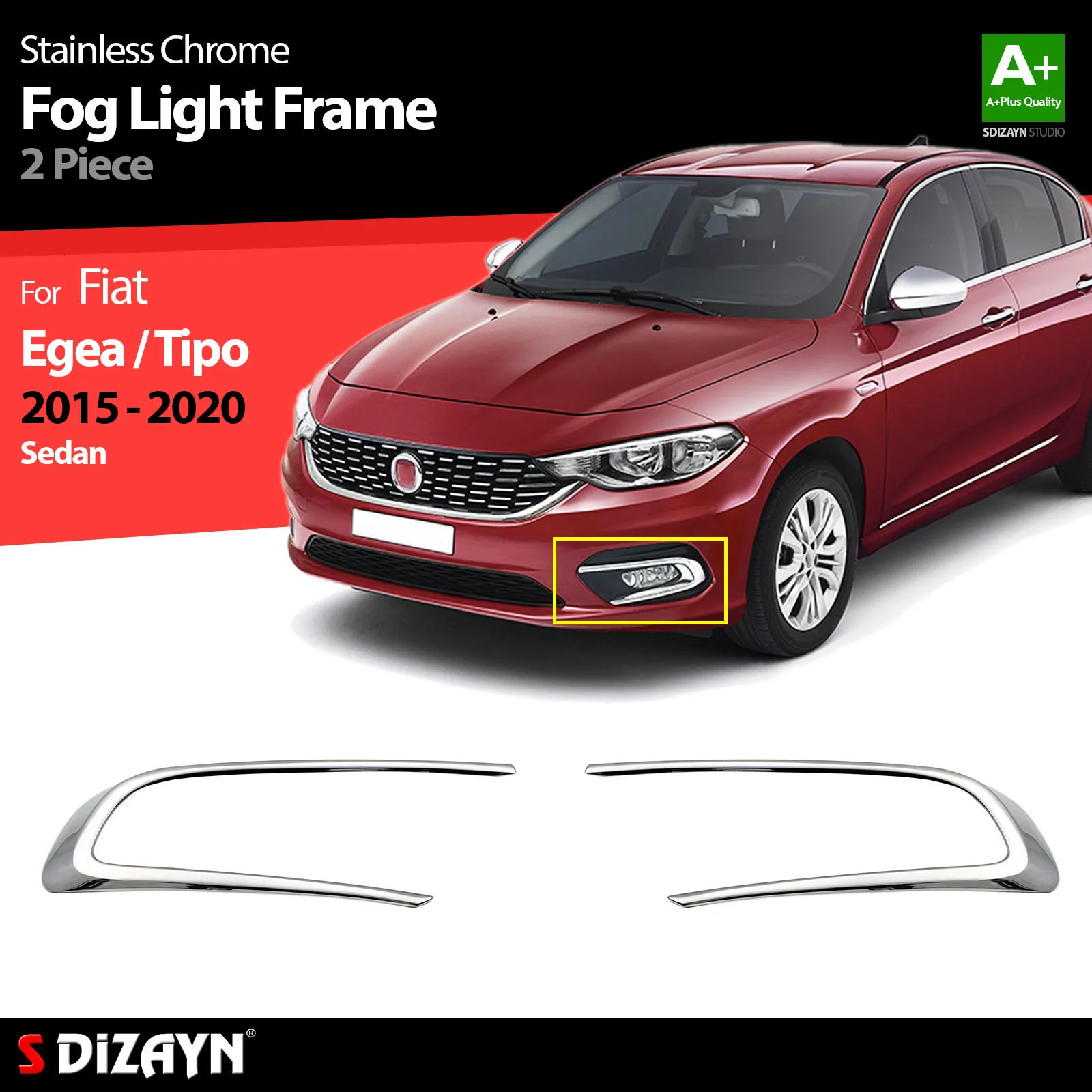 

S Dizayn For Fiat Egea Tipo Chrome Fog Light Frame Stainless Steel 2 Pcs Exterior Car Accessories Parts Auto Products Stickers