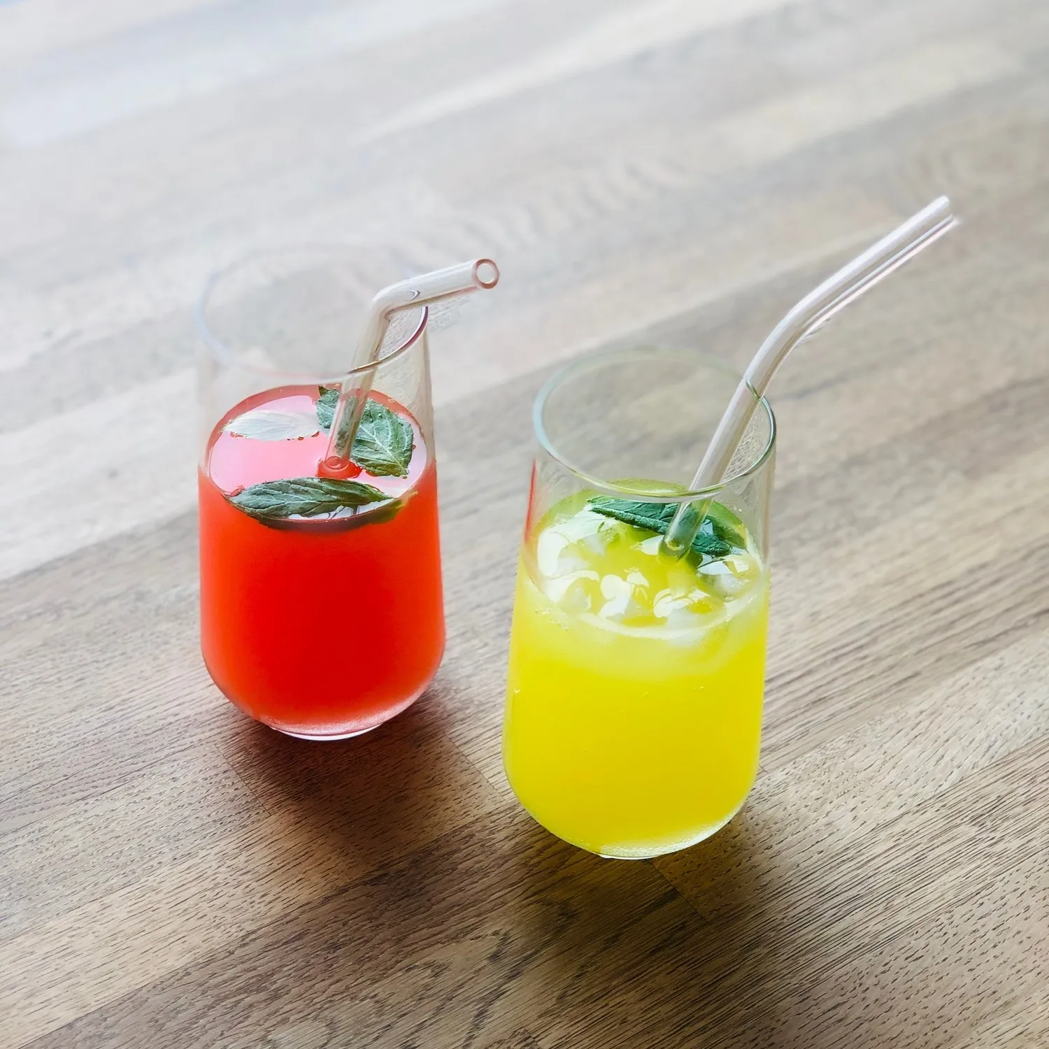 Transparent 4 Pieces Glass Straws 1200 Degree Durable Glass Straws 2x20 cm Straight 2x20 cm Oblique healthy Glass Handwork