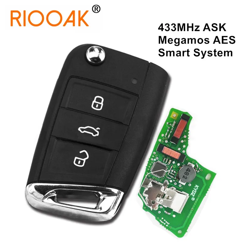 

3 Buttons Smart Remote Flip Car Key 433MHz For VW (MQB) with Megamos AES ID88 Chip Keyless Go/Keyless Entry Remote