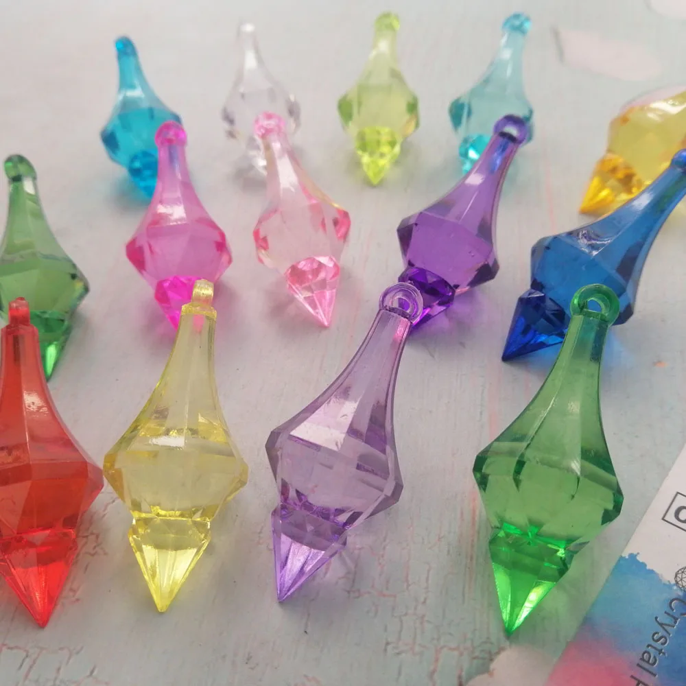 Camal 30Pcs Colorful 18*46mm Acrylic Pointed Drop Hanging Pendant Chandelier Beads Home Wedding Party Craft Curtain Decoration