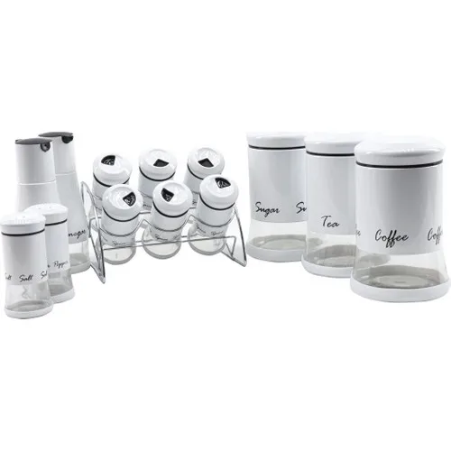 Arow 2447 Aromi 14 Piece Spice Rack Set White