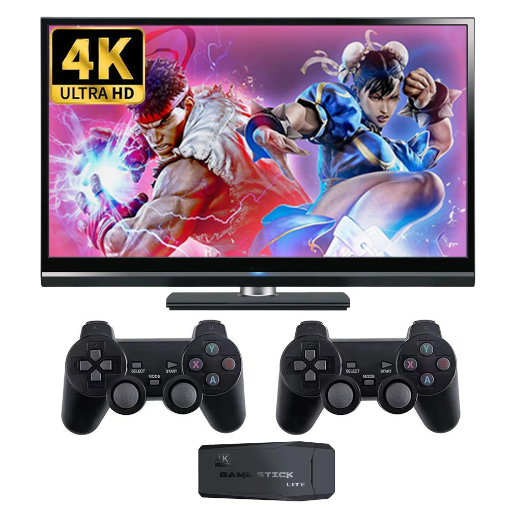 Wireless video game console hdmi stick lite ultra HD 4K in TV monitor with 2 wireless gamepads game console retro con10000 games