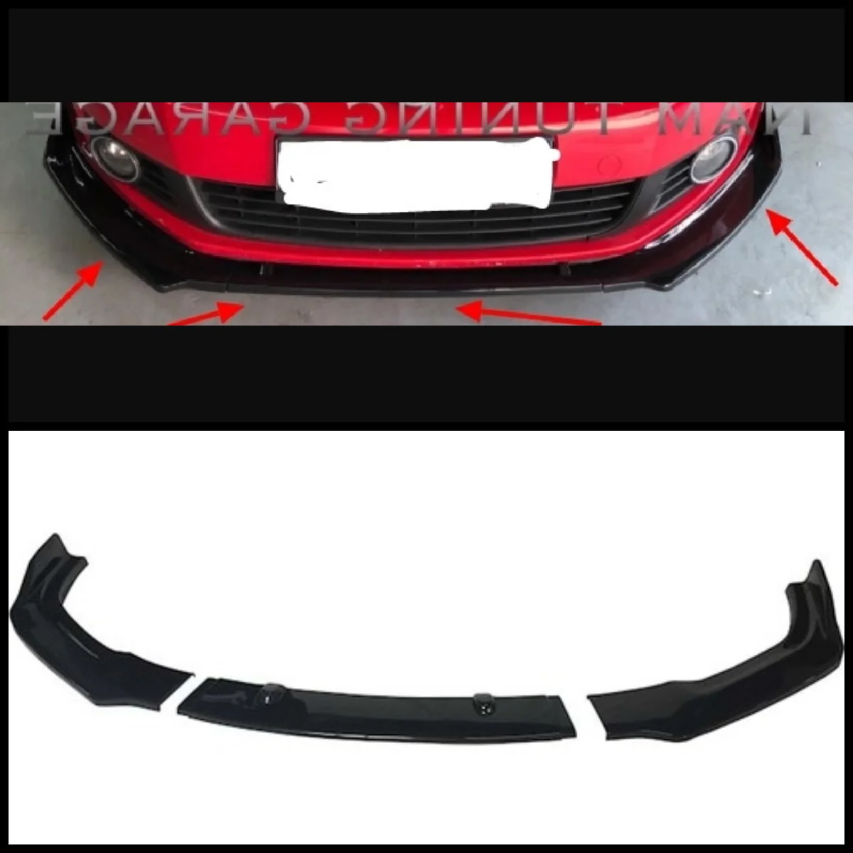 For Volkswagen Golf 6 MK6 Front Bumper Lip Body Kit Spoiler Splitter Diffuser 3pcs HighQuality ABSPlastic Professional Universal