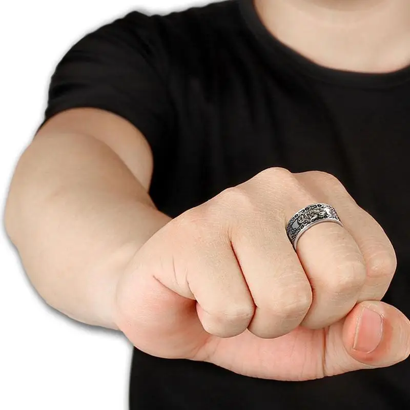 Vintage Pixiu Ring Chinesischer Feng Shui Unisex Amulett Verstellbarer Ring Für Männer Frauen Bringen Reichtum Viel Glück Schmuck Geschenk – Detail 5
