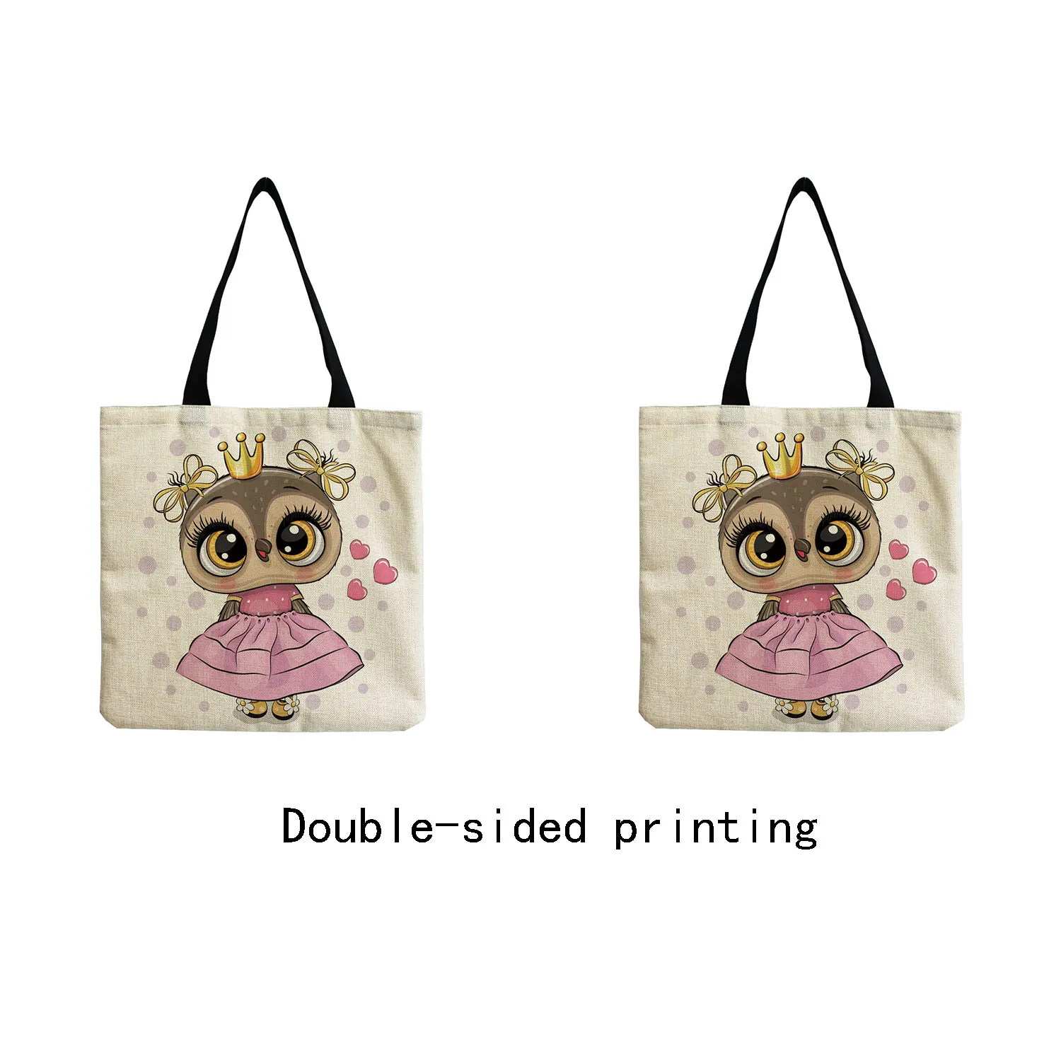 Fashion Trend New Tote Cute Owl Graphic Printed Female Handbag Casual Harajuku Shoulder Bag High Capacity Reusable Shopping Bags