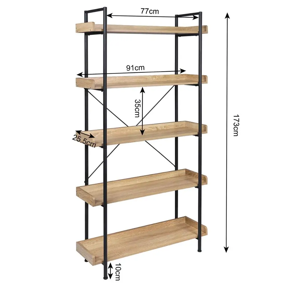 Bücherregal Rack 5 Ebenen Regal Regal Regal Lagerung Metall Bücherregal mit Sicherheits leit blech für Küche Bad Wohnzimmer