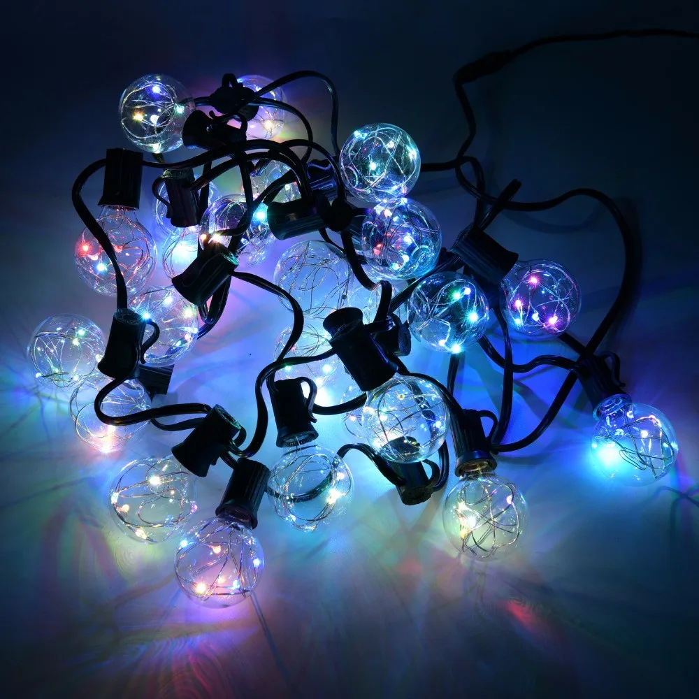 10M G40 Led Globe String Lights With RGB Clear Bulbs Patio Lights Outdoor Decorative for Backyard Bistro Porch Garden Cafe Party