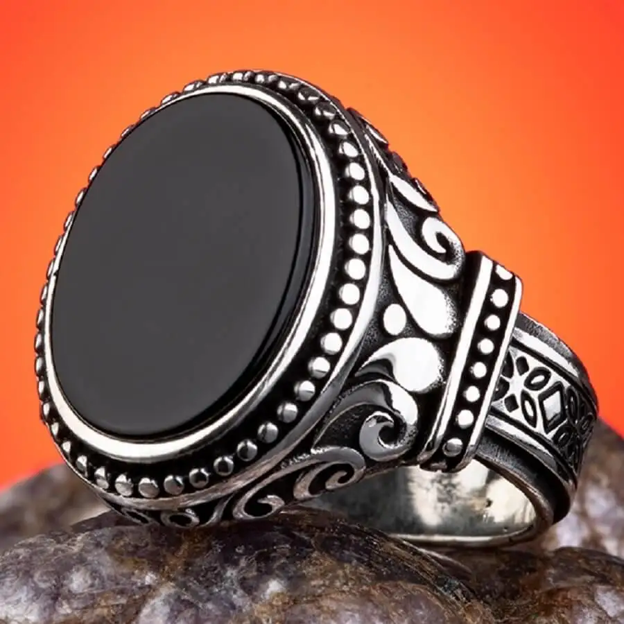 925 Sterling Silver Black Onyx Small Stone Men Ring Special Quality Luxury Charming New Unusual Jewelry Design Elegant Beautiful