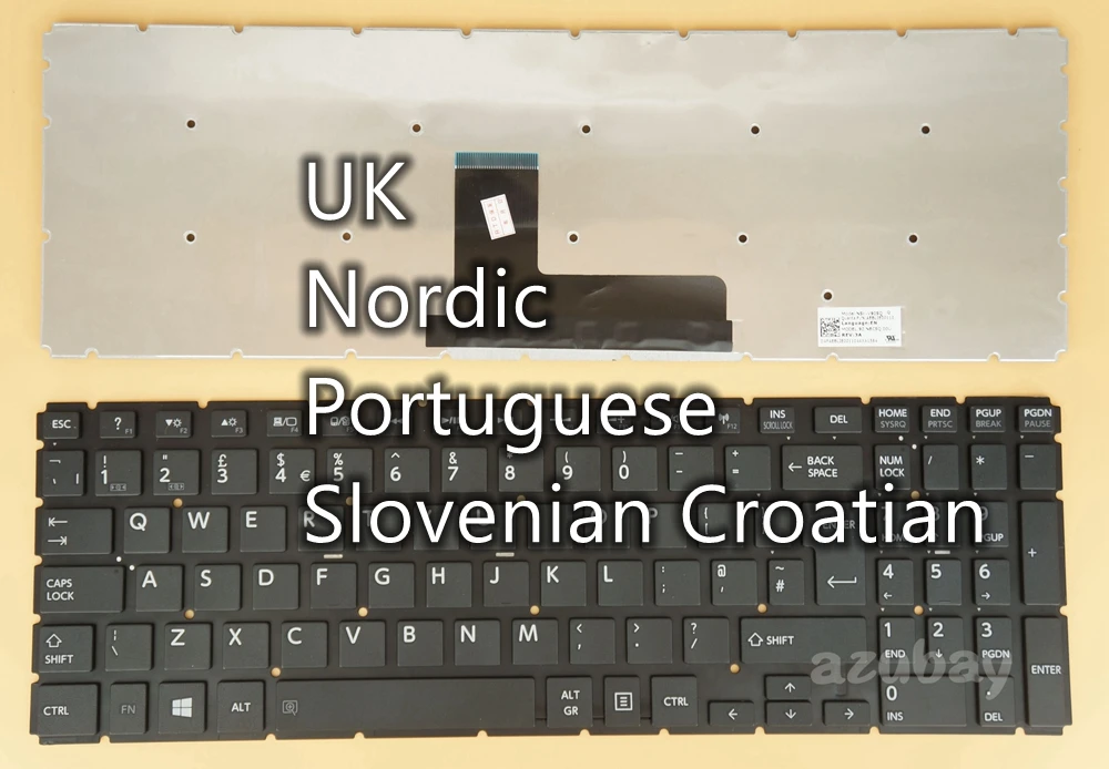 REINO UNIDO Nórdico Português Esloveno Croata Teclado para Toshiba Satellite C50-C C50T-C C55-C C55T-C C70-C L50-B L50-C L50D-B L50D-C