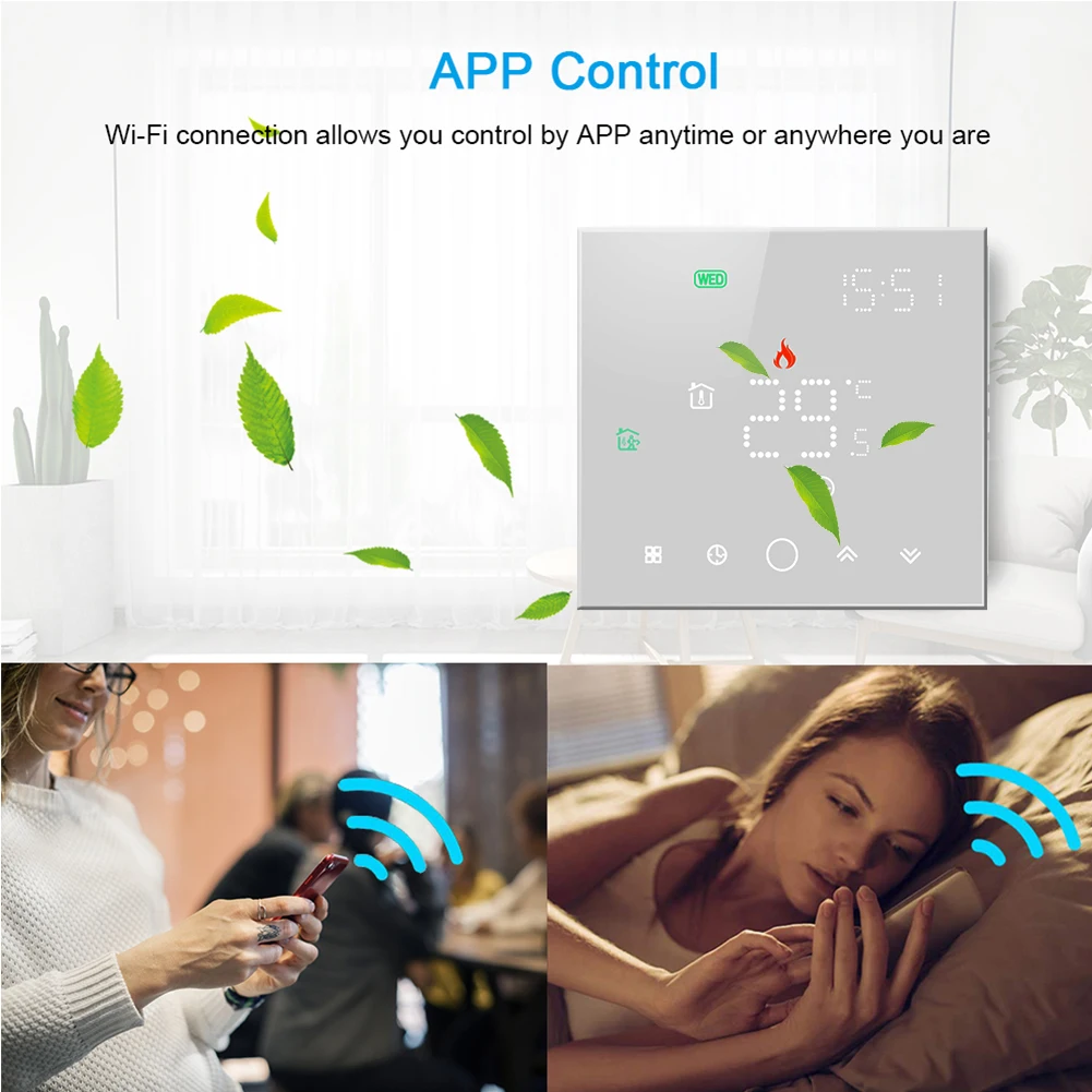 Qiumi Smart WiFi thermostat temperature controller for floor heating electric work with Alexa Google Home 16A 95~240V AC