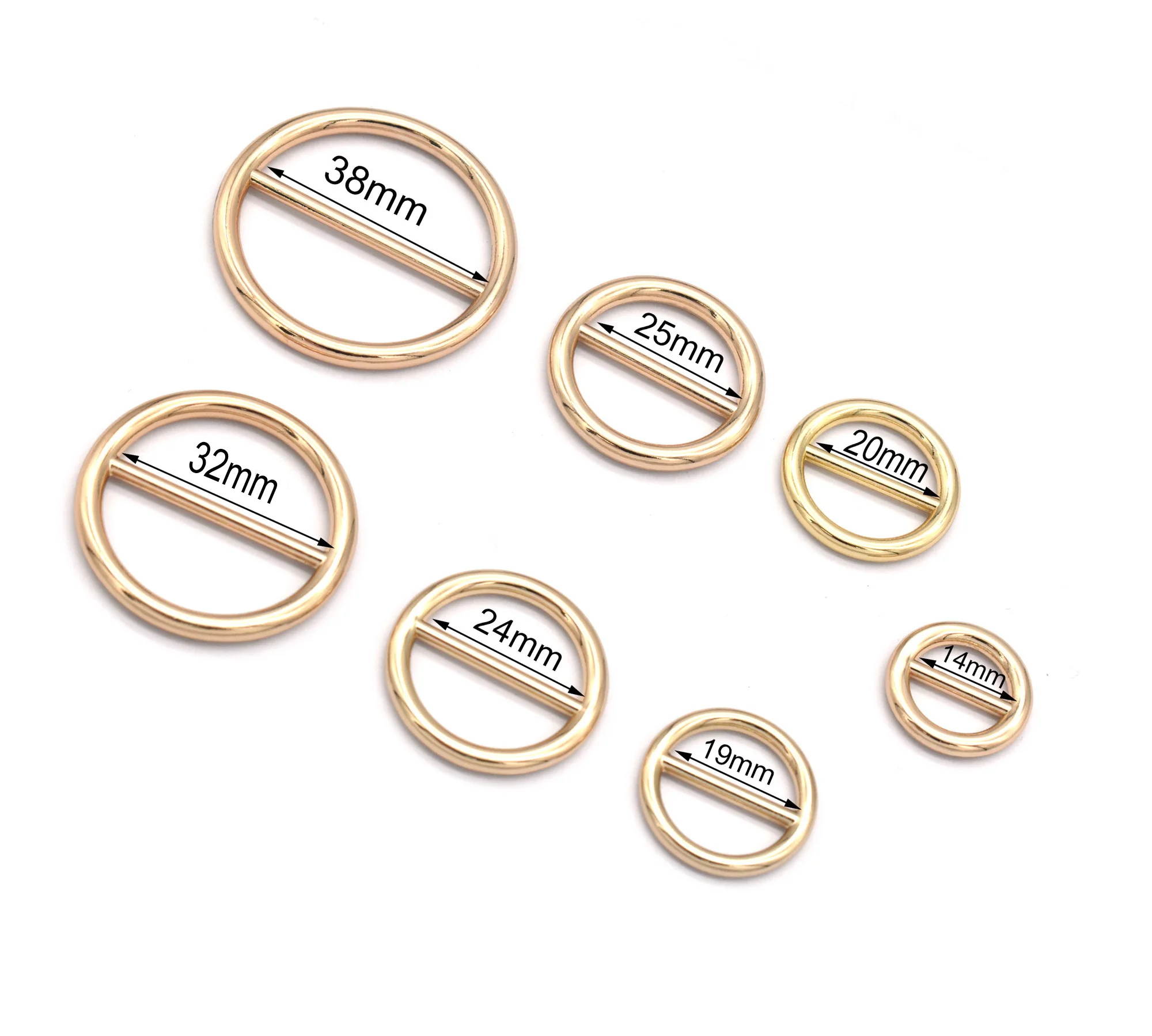 Light Gold Circle Slider Buckle Zinc Alloy Round Buckle Adjustable Round Ring Buckle for Belt Handbag Backpacks Hardware Parts