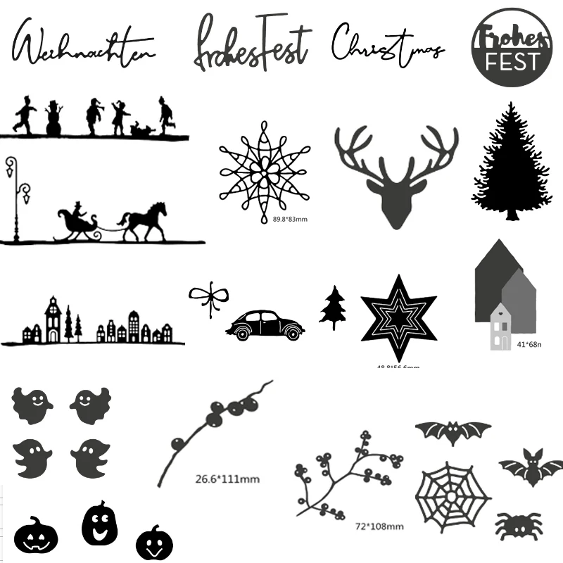 

Halloween Christmas Santa Christmas Tree Metal Cutting Dies Scrapbooking Album Paper DIY Card decoration Craft Embossing Die Cut