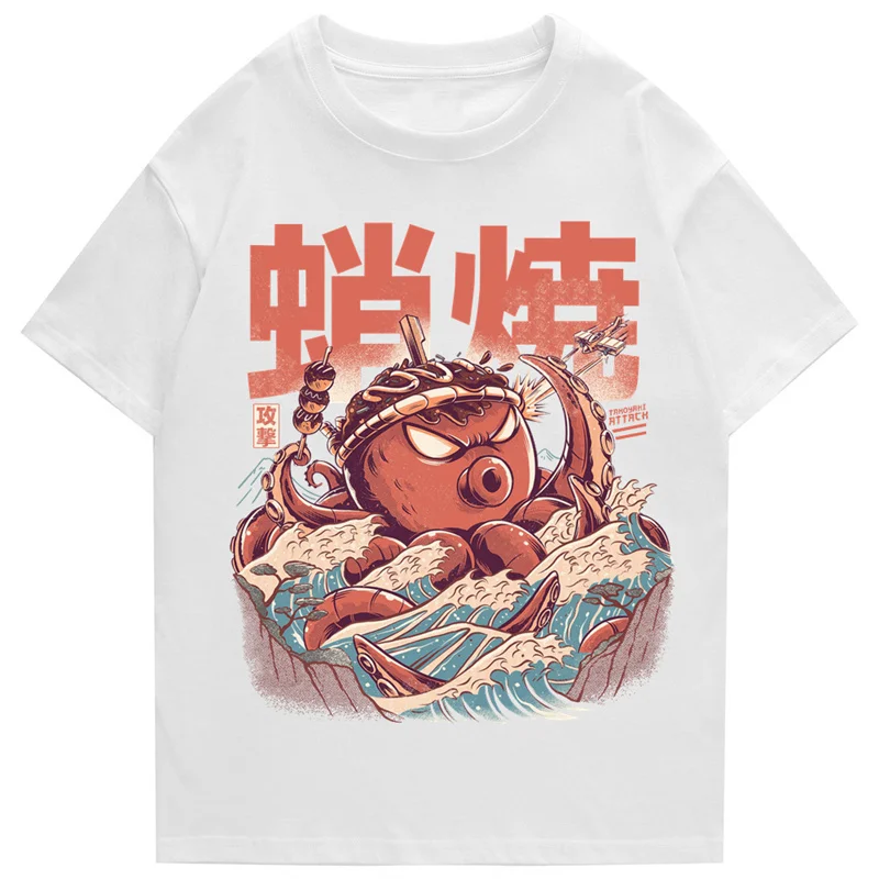 T Shirts Streetwear Tshirts Cartoon Short Sleeve Casual Summer Cotton Men Hip Hop Print O-neck 2022 Japanese Harajuku Top