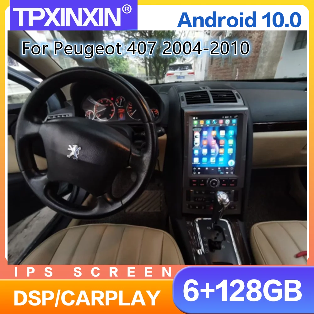 

2din Tesla Style Android 12.0 CarPlay For Peugeot 407 2004 - 2010 Car Radio Multimedia Recorder Player Navigation HeadUnit GPS