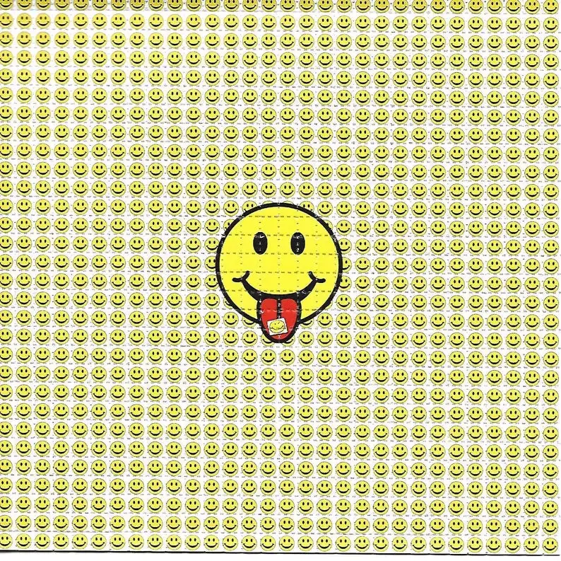 Smiley Face Psychedelic LSD Acid Free Blotter Art Print Trippy Perforated Paper Painting Wall Picture Home Decor Poster Canvas