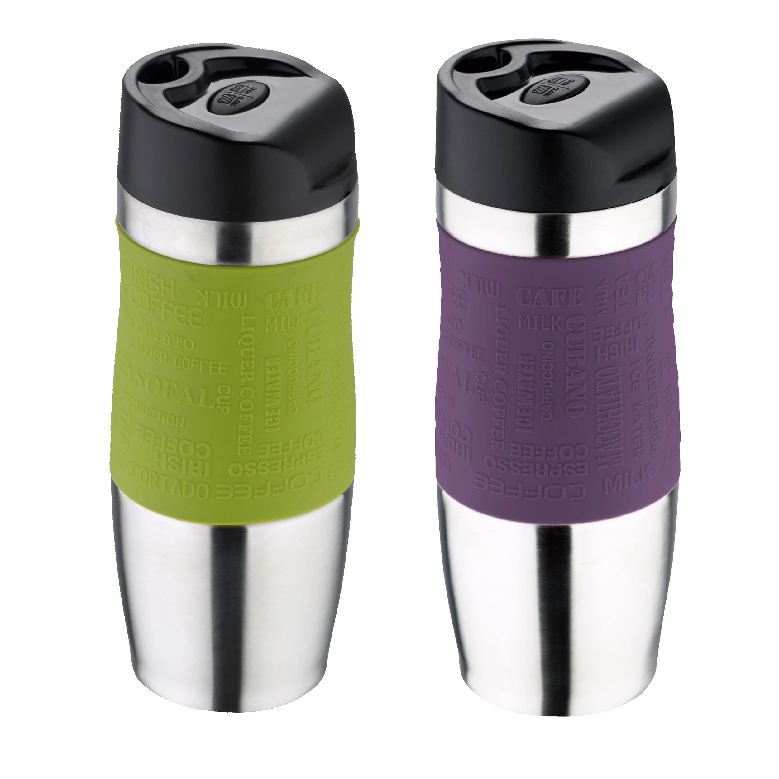 Travel thermos in stainless steel 400 ml in green or purple SAN IGNACIO collection Tour